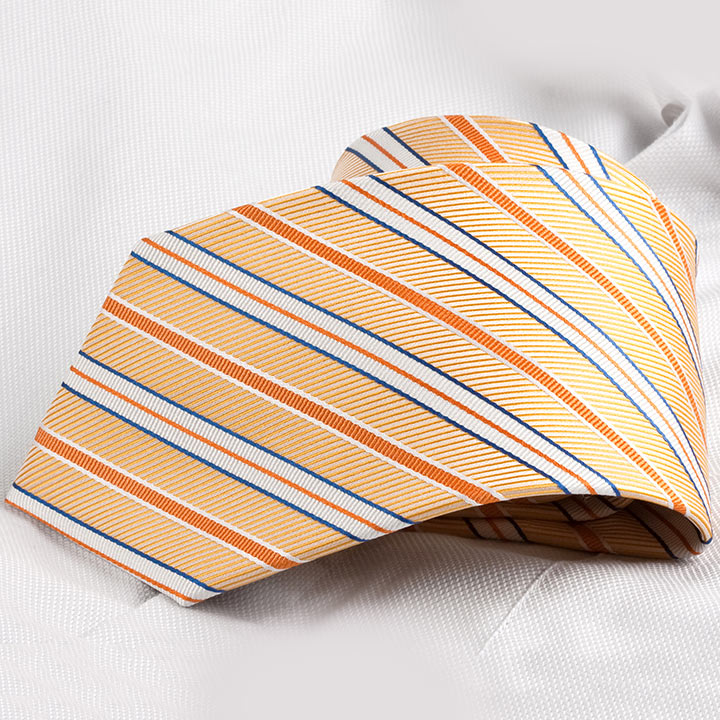 Chairman style Amable Orange pánská hedvábná kravata s proužkem