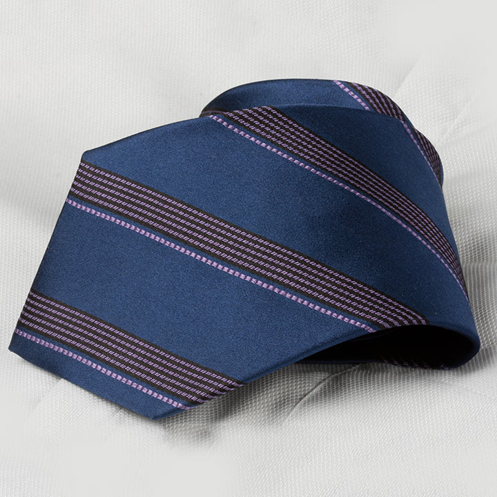 Chairman Style Orazio Blue Violet pánská hedvábná kravata s proužkem