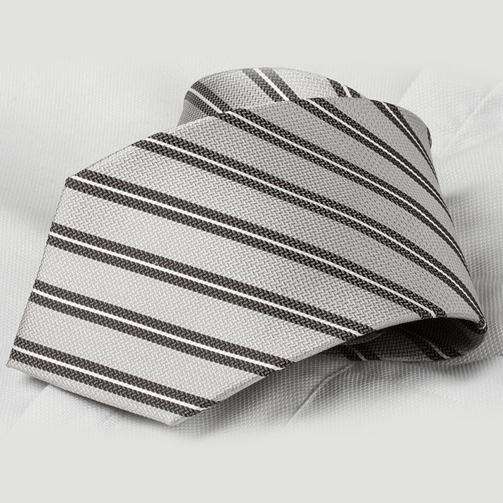 Chairman Style Piero Grey pánská hedvábná kravata s proužkem