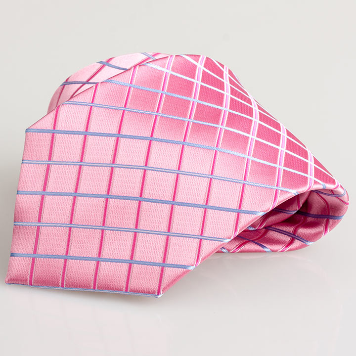 Chairman Style Gerald Pink pánská kravata polyester s mřížkou