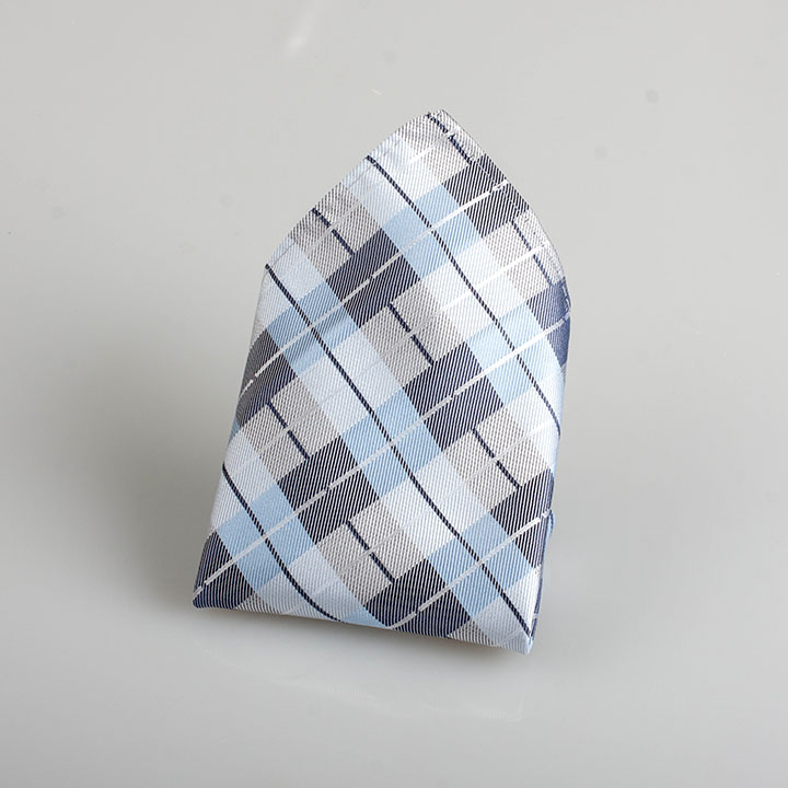 Chairman Style Keith Grey hedvábný kapesníček s mřížkou