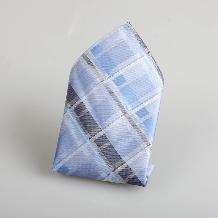 Chairman Style Spike Blue hedvábný kapesníček s mřížkou