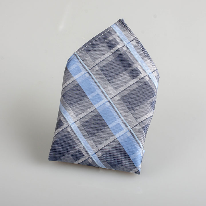 Chairman Style Spike Grey hedvábný kapesníček s mřížkou