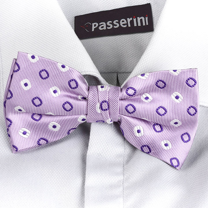 Passerini/Am Irwin Violet hedvábný pánský motýlek se vzorkem