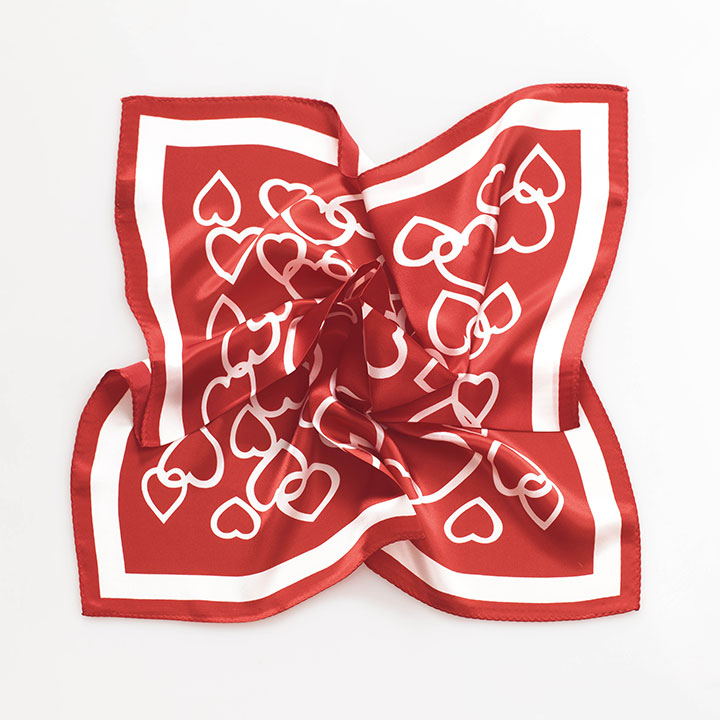 Passerini/Am šátek Red Hearts hedvábný dámský šátek
