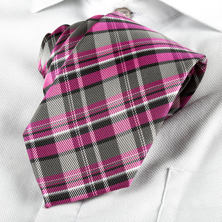 Passerini/Am Giacomo Pink pánská kravata polyester s mřížkou