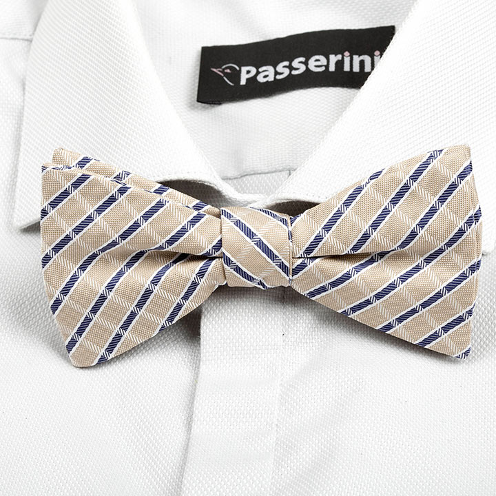 Passerini/Am Firmin Beige pánský motýlek s mřížkou