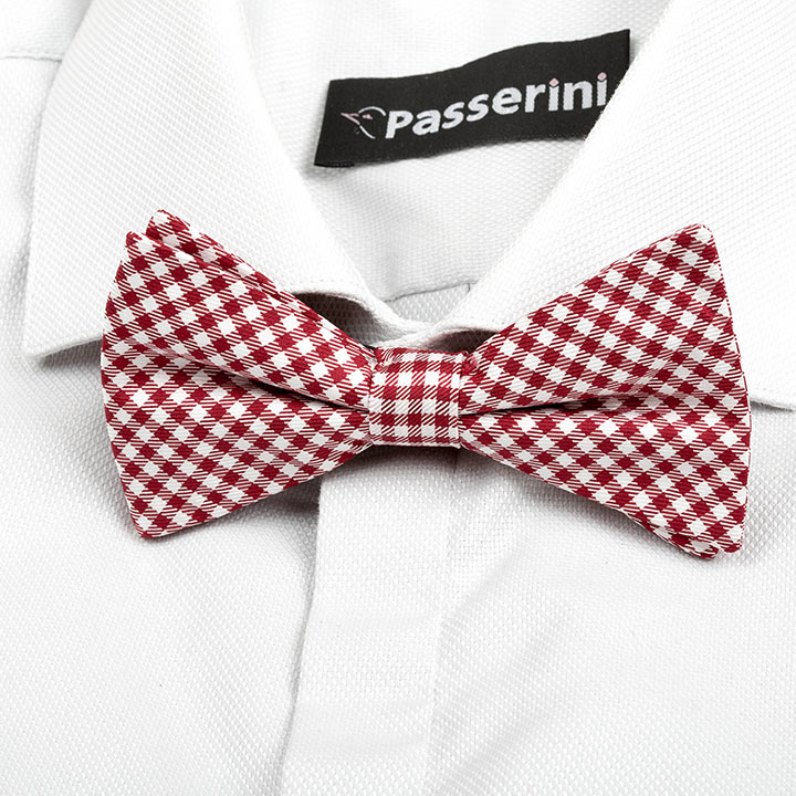 Passerini/Am Marrok Red hedvábný pánský motýlek s mřížkou
