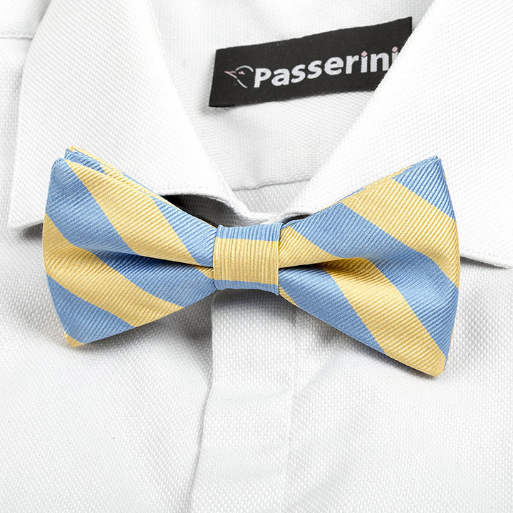 Passerini/Am Marin Yellow hedvábný pánský motýlek s proužkem