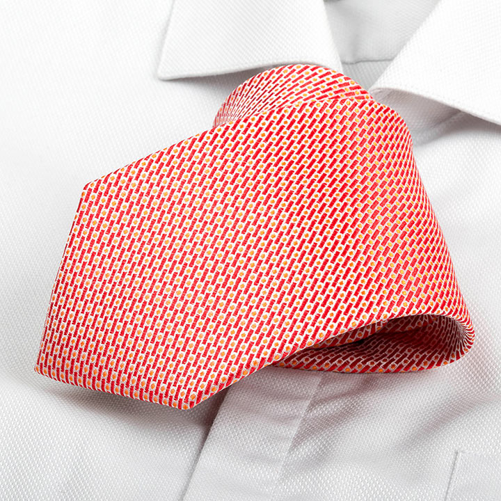 Chairman style Larkin Red pánská hedvábná kravata se vzorkem