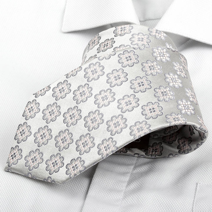 Chairman style Laurence Silver pánská hedvábná kravata se vzorkem