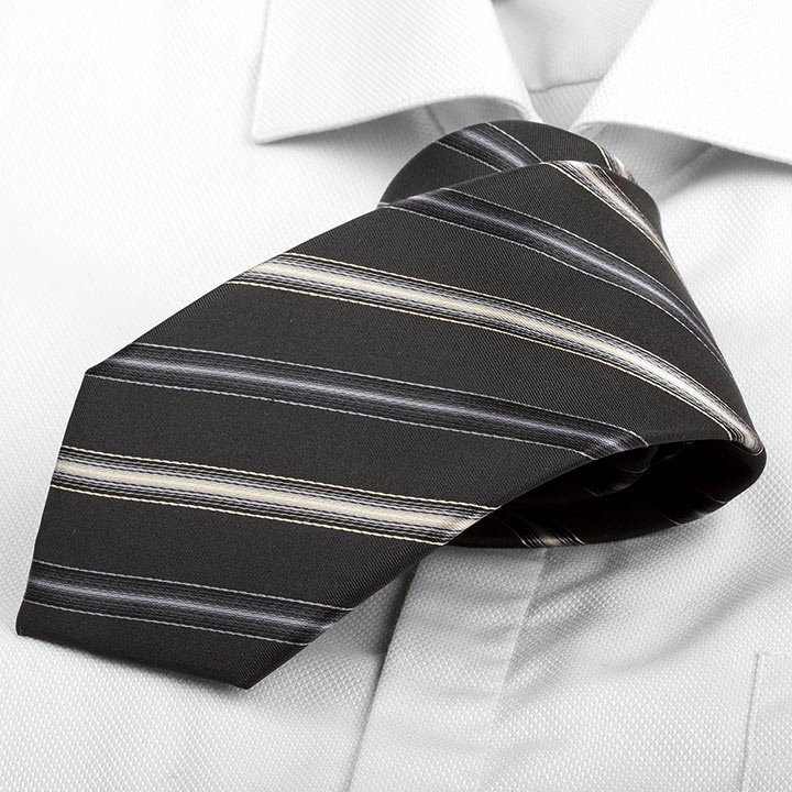 Chairman style Lem Black pánská hedvábná kravata s proužkem