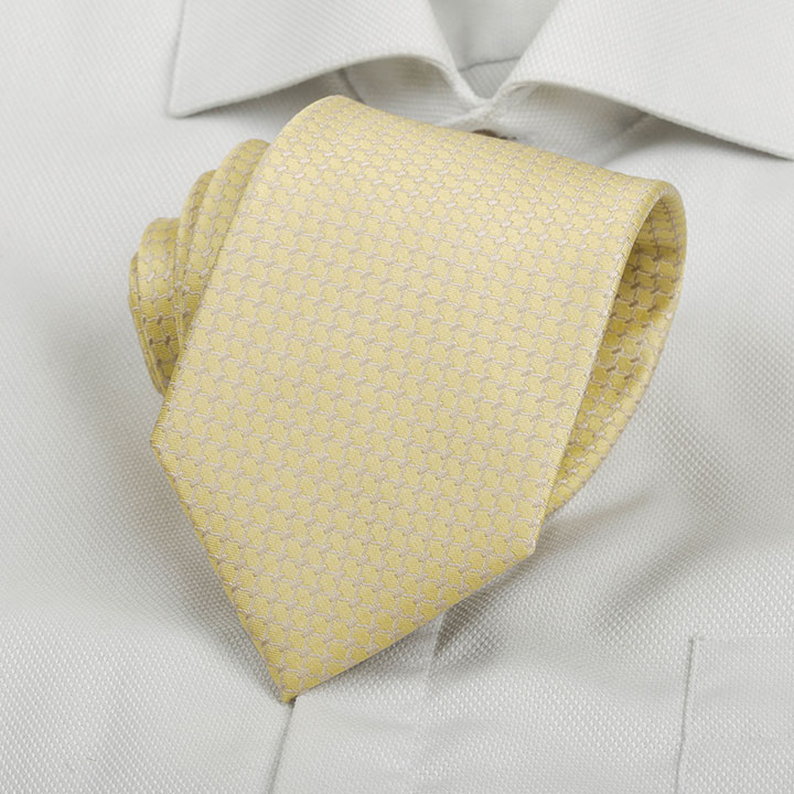 Cadini Marlowe Yellow pánská hedvábná kravata se vzorkem