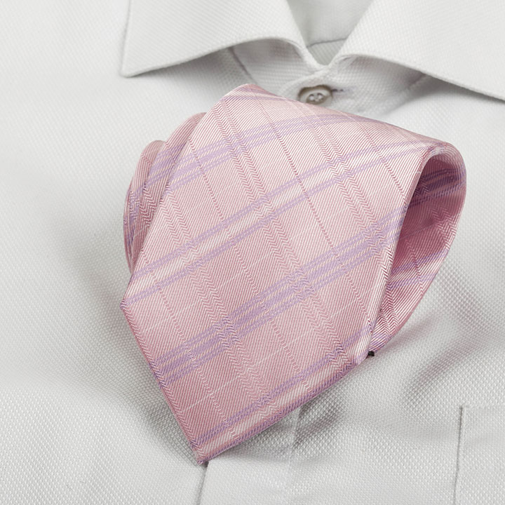 Cadini Mathew Pink pánská hedvábná kravata s mřížkou