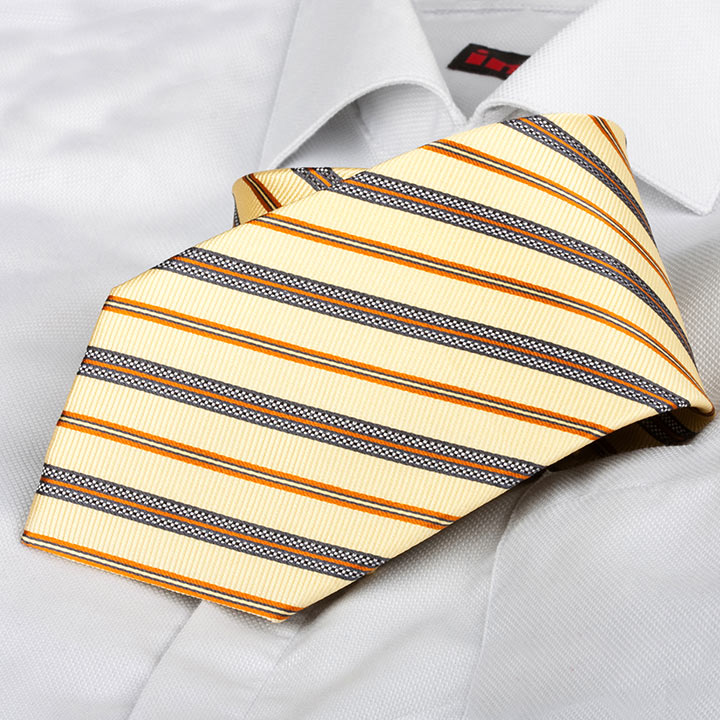 Chairman Style Charles Yellow pánská hedvábná kravata s proužkem