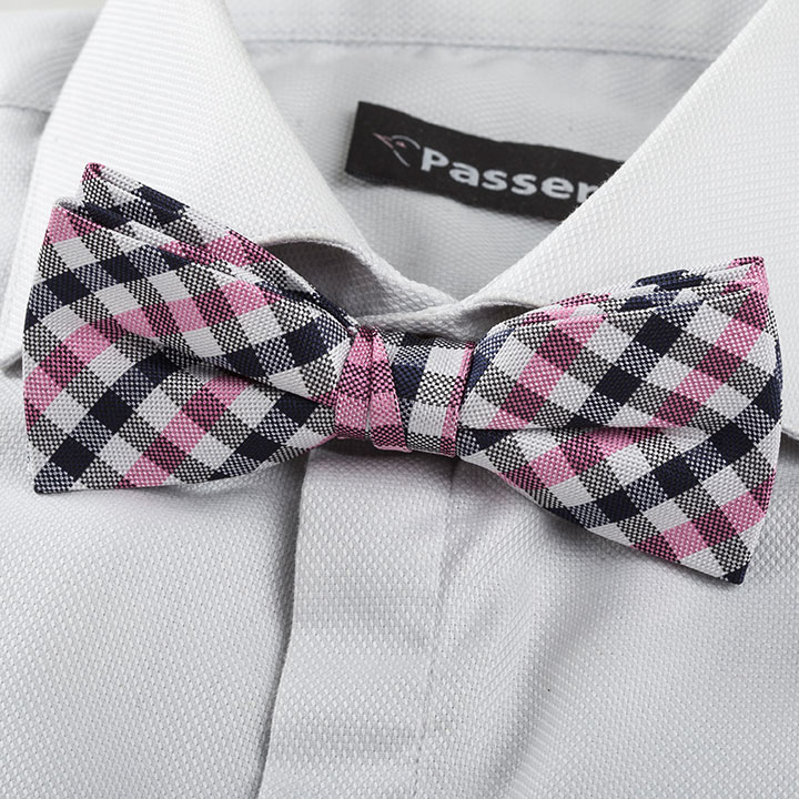 Passerini Reynaud Pink pánský motýlek s mřížkou