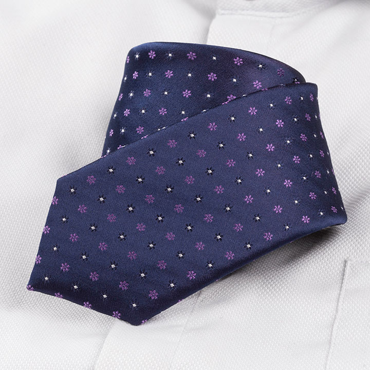 Ventuno 21 Tacito Blue Violet pánská hedvábná kravata se vzorkem