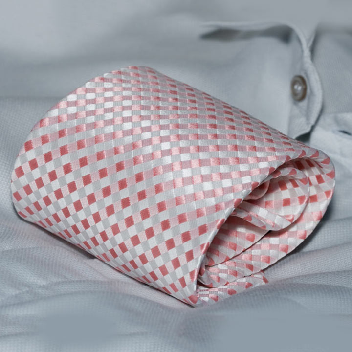 Rosini Abele Salmon Pink pánská kravata polyester se vzorkem
