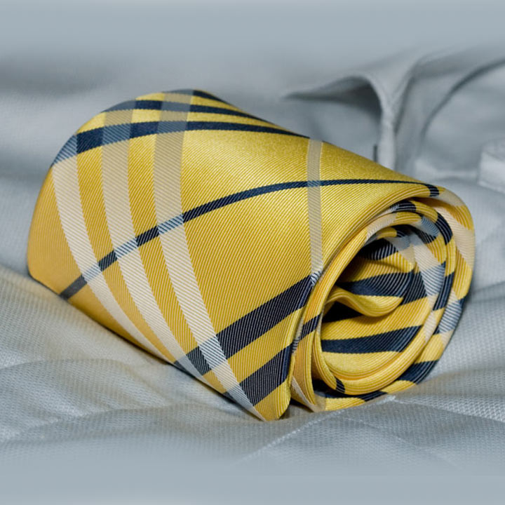 Rosini Biagio Yellow pánská kravata polyester s mřížkou
