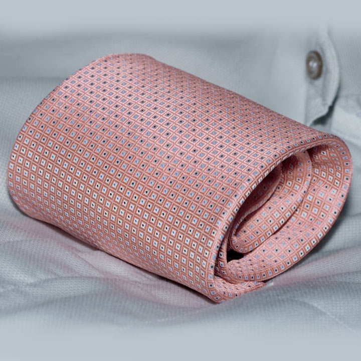 Rosini Carmine Salmon Pink pánská kravata polyester se vzorkem