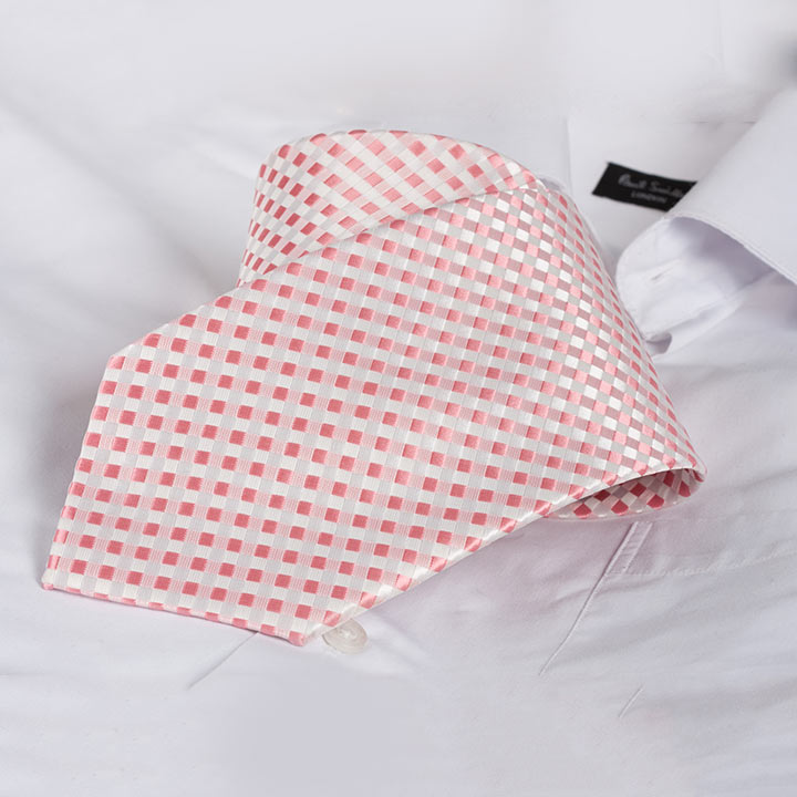 Chairman style Abele Salmon Pink pánská kravata polyester se vzorkem