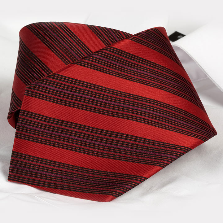 Chairman style Alain Red pánská hedvábná kravata s proužkem